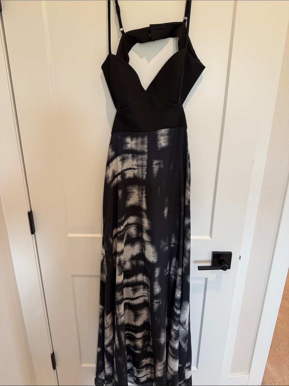BCBGMaxAzria Black and White Print Maxi Dress